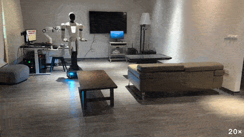 A mobile manipulator pushes a table to a target pose